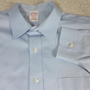 Brooks Brothers Dress Shirt Mens Size 17-33 Blue Madison Button Up Long Sleeve